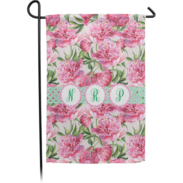 Custom Watercolor Peonies Small Garden Flag - Single Sided w/ Multiple Names