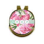 Watercolor Peonies Golf Ball Marker - Hat Clip - Gold