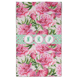 Watercolor Peonies Golf Towel - Poly-Cotton Blend w/ Multiple Names