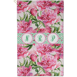 Watercolor Peonies Golf Towel - Poly-Cotton Blend - Small w/ Multiple Names