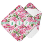 Watercolor Peonies Hooded Baby Towel (Personalized)