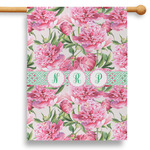 Watercolor Peonies 28" House Flag - Single Sided (Personalized)