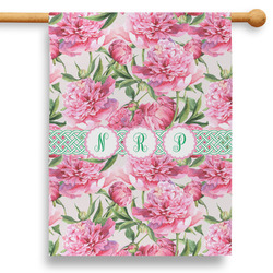 Watercolor Peonies 28" House Flag - Double Sided (Personalized)