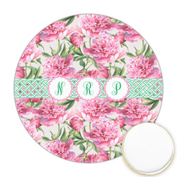Watercolor Peonies Printed Cookie Topper - Round (Personalized)