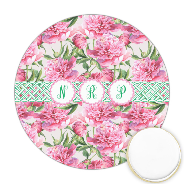 Custom Watercolor Peonies Printed Cookie Topper - 2.5" (Personalized)