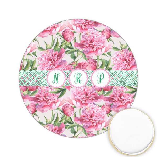 Custom Watercolor Peonies Printed Cookie Topper - 2.15" (Personalized)