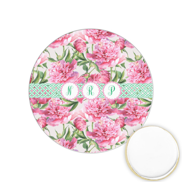 Custom Watercolor Peonies Printed Cookie Topper - 1.25" (Personalized)