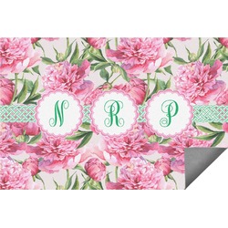 Watercolor Peonies Indoor / Outdoor Rug (Personalized)