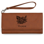 Watercolor Peonies Ladies Leatherette Wallet - Laser Engraved - Rawhide (Personalized)