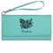 Watercolor Peonies Ladies Wallet - Leather - Teal - Front View