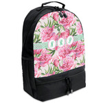 Watercolor Peonies Backpacks - Black (Personalized)