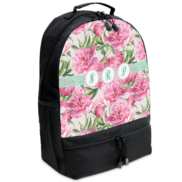 Custom Watercolor Peonies Backpacks - Black (Personalized)