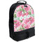 Watercolor Peonies Large Backpack - Black - Angled View