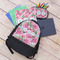 Watercolor Peonies Large Backpack - Black - With Stuff