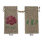 Watercolor Peonies Large Burlap Gift Bags - Front & Back