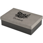 Watercolor Peonies Large Gift Box w/ Engraved Leather Lid (Personalized)