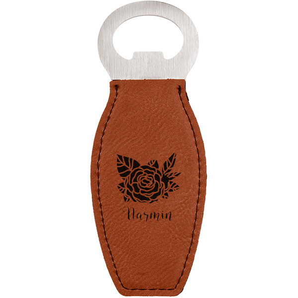 Custom Watercolor Peonies Leatherette Bottle Opener (Personalized)