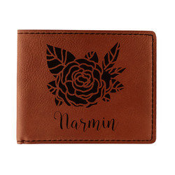 Watercolor Peonies Leatherette Bifold Wallet - Double Sided (Personalized)
