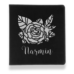 Watercolor Peonies Leather Binder - 1" - Black (Personalized)