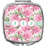 Watercolor Peonies Compact Makeup Mirror (Personalized)