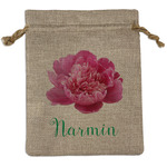 Watercolor Peonies Burlap Gift Bag (Personalized)