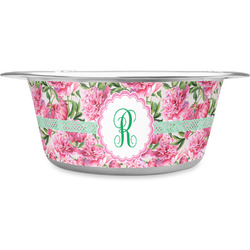 Watercolor Peonies Stainless Steel Dog Bowl - Medium (Personalized)