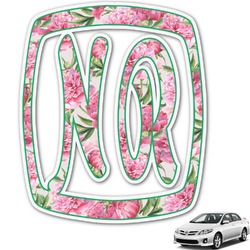 Watercolor Peonies Monogram Car Decal (Personalized)