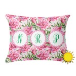 Watercolor Peonies Outdoor Throw Pillow (Rectangular) (Personalized)