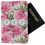 Watercolor Peonies Passport Holder - Fabric (Personalized)