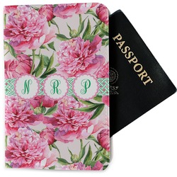Watercolor Peonies Passport Holder - Fabric (Personalized)