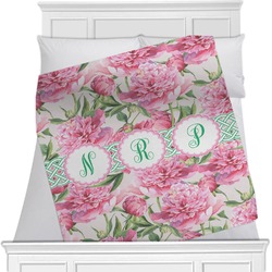 Watercolor Peonies Minky Blanket - Toddler / Throw - 60"x50" - Single Sided (Personalized)