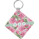 Watercolor Peonies Diamond Plastic Keychain w/ Multiple Names