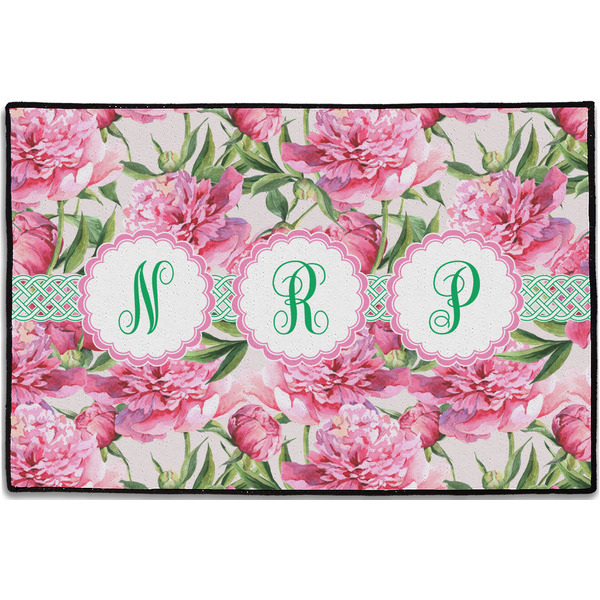 Custom Watercolor Peonies Door Mat - 36"x24" (Personalized)