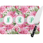 Watercolor Peonies Rectangular Glass Cutting Board (Personalized)
