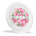 Watercolor Peonies Plastic Party Dinner Plates - 10" (Personalized)