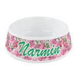 Watercolor Peonies Plastic Dog Bowl - Small (Personalized)