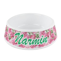 Watercolor Peonies Plastic Dog Bowl - Small (Personalized)