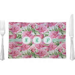 Watercolor Peonies Glass Rectangular Lunch / Dinner Plate (Personalized)