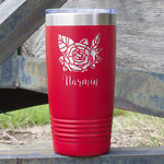 Watercolor Peonies 20 oz Stainless Steel Tumbler - Red - Double Sided (Personalized)