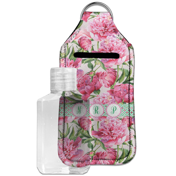 Custom Watercolor Peonies Hand Sanitizer & Keychain Holder - Large (Personalized)