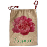 Watercolor Peonies Santa Sack - Front (Personalized)