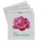 Watercolor Peonies Set of 4 Sandstone Coasters - Front View