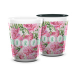 Watercolor Peonies Ceramic Shot Glass - 1.5 oz (Personalized)