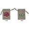 Watercolor Peonies Small Burlap Gift Bag - Front and Back