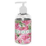 Watercolor Peonies Plastic Soap / Lotion Dispenser (8 oz - Small - White) (Personalized)