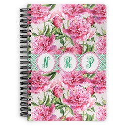 Watercolor Peonies Spiral Notebook - 7x10 w/ Multiple Names
