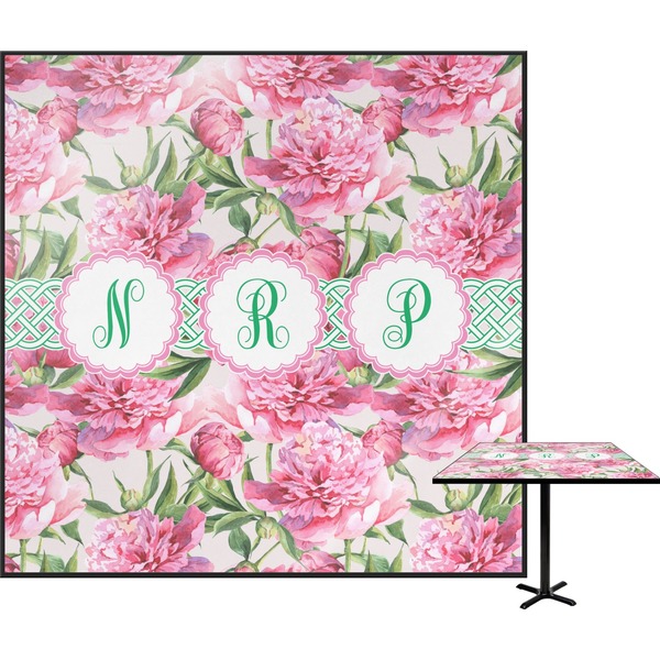 Custom Watercolor Peonies Square Table Top - 30" (Personalized)