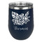 Watercolor Peonies Stainless Wine Tumblers - Navy - Double Sided - Front