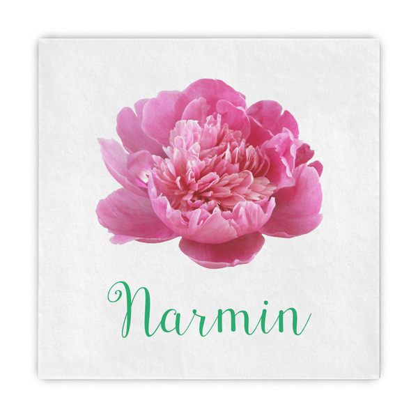 Custom Watercolor Peonies Standard Decorative Napkins (Personalized)