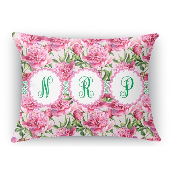 Custom Watercolor Peonies Rectangular Throw Pillow Case - 12"x18" (Personalized)